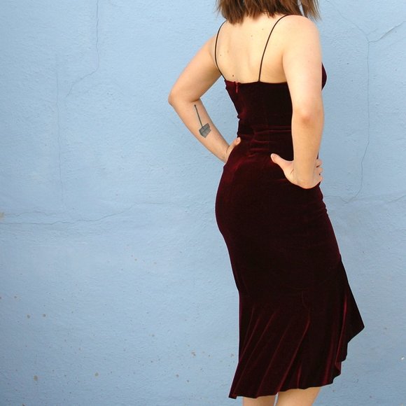 Red Velvet Mermaid Dress, Small - Picture 2 of 3